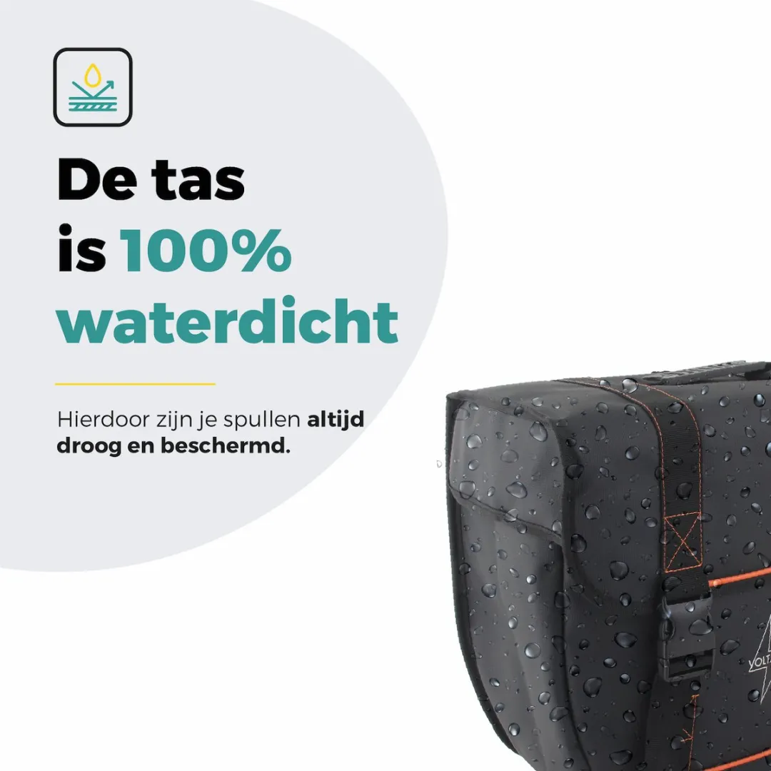 Voltano Enkele Fietstas Links 22L - Waterdicht Zwart