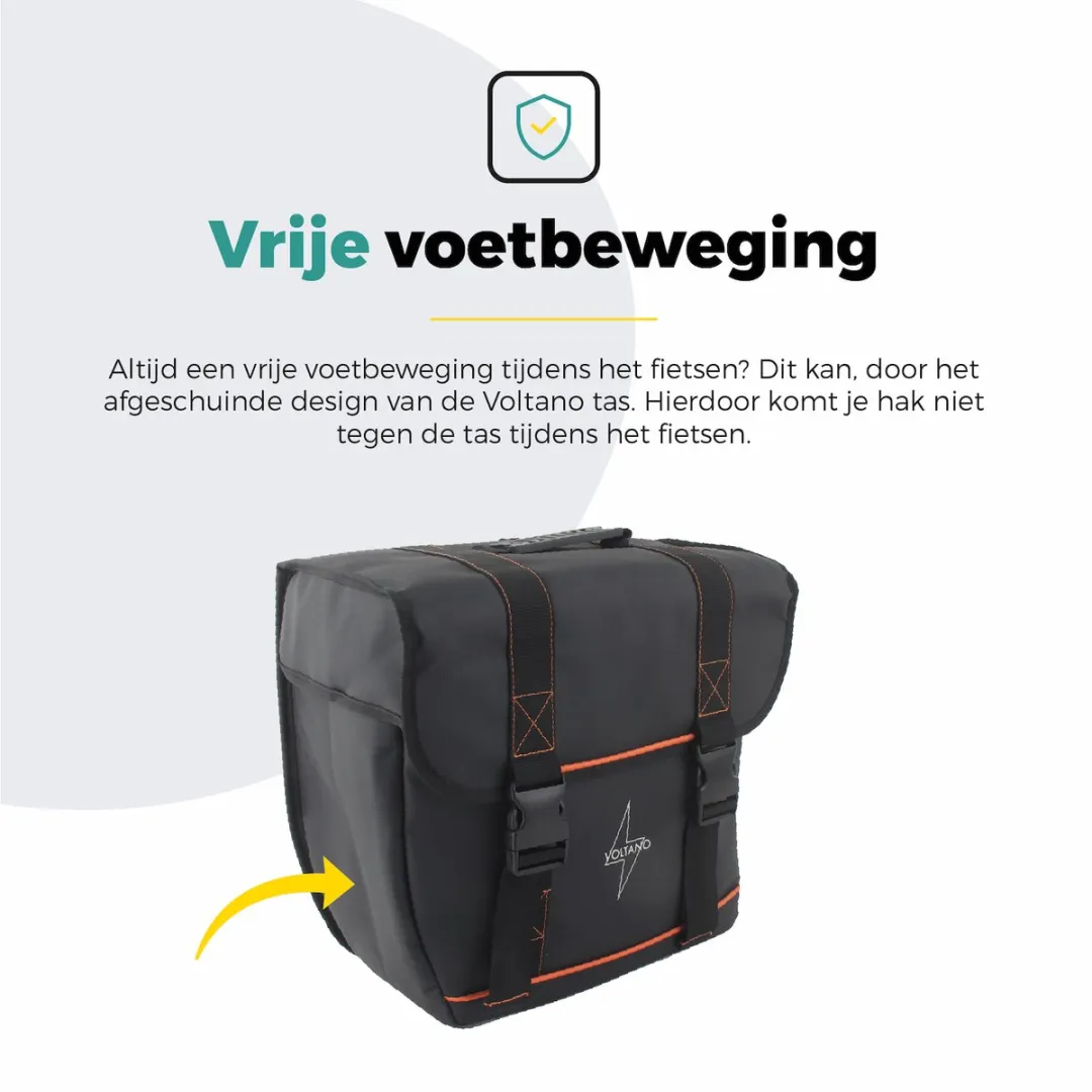 Voltano Enkele Fietstas Links 22L - Waterdicht Zwart