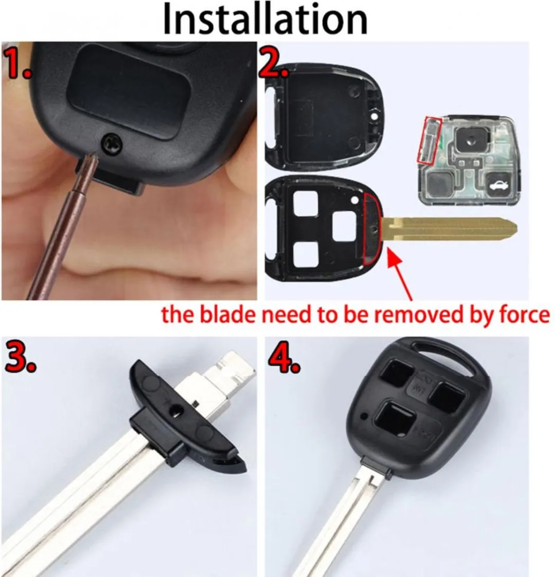 Autosleutel behuizing geschikt voorToyota autosleutel behuizing met Pad en microschakelaars./ Toyota Yaris/ Camry / Rav4 / Corolla / Land Cruiser.