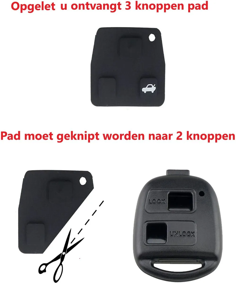 Autosleutel behuizing geschikt voorToyota autosleutel behuizing met Pad en microschakelaars./ Toyota Yaris/ Camry / Rav4 / Corolla / Land Cruiser.