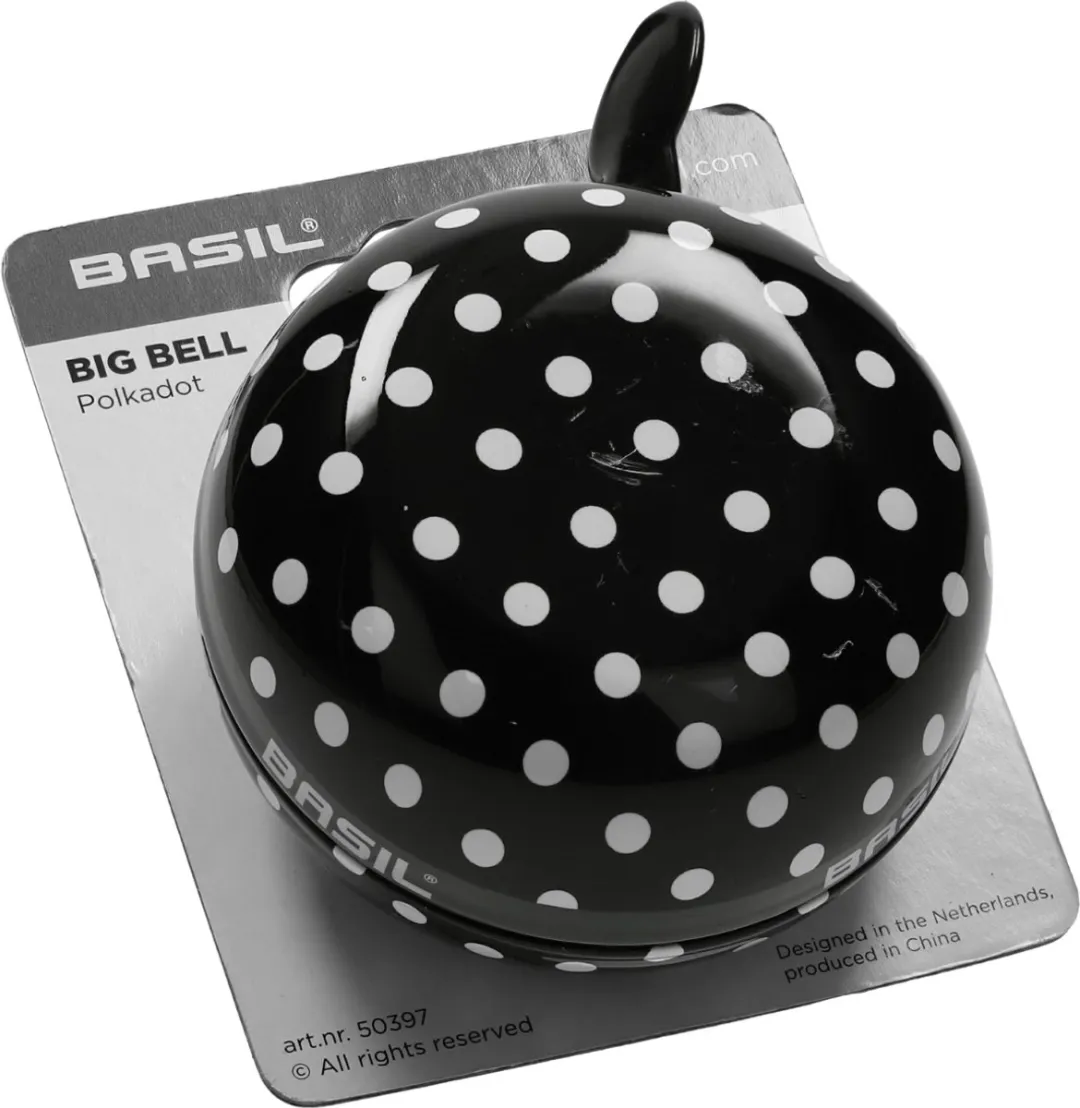 Basil Polkadot Fietsbel 80mm - Zwart/Wit