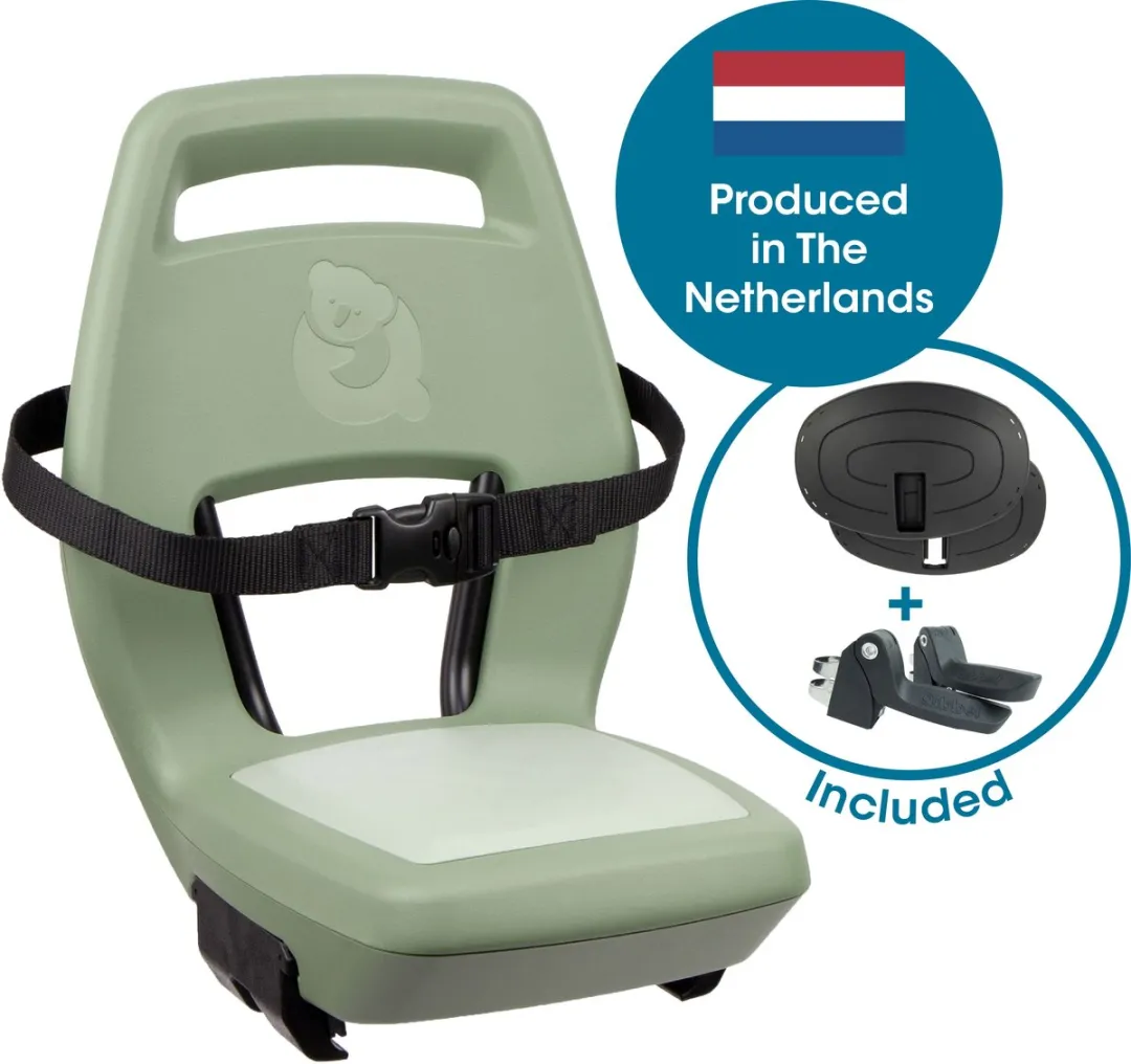 Qibbel Junior 6+ Fietsstoeltje Sage Green - inclusief voetbescherming