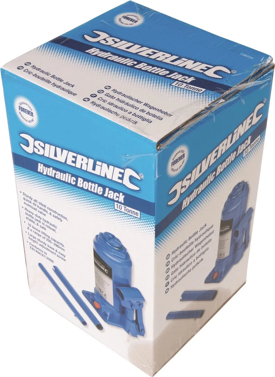 Silverline Hydraulische Potkrik 10 Ton - 205-390mm - Blauw