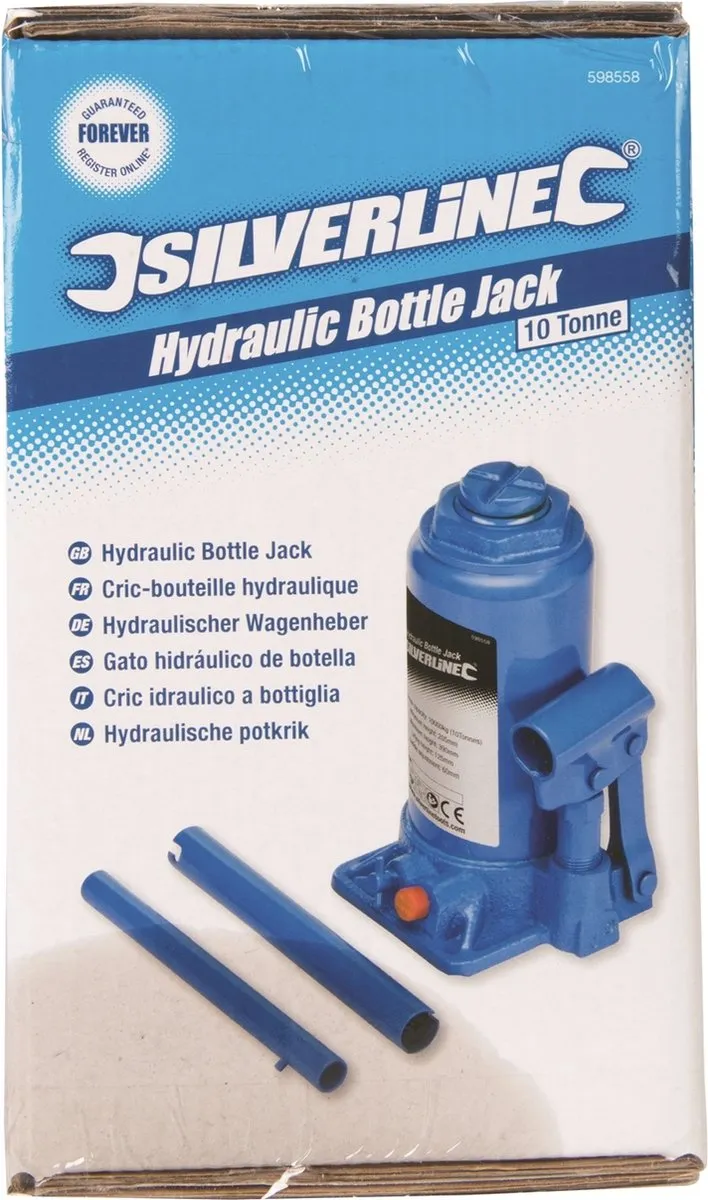 Silverline Hydraulische Potkrik 10 Ton - 205-390mm - Blauw