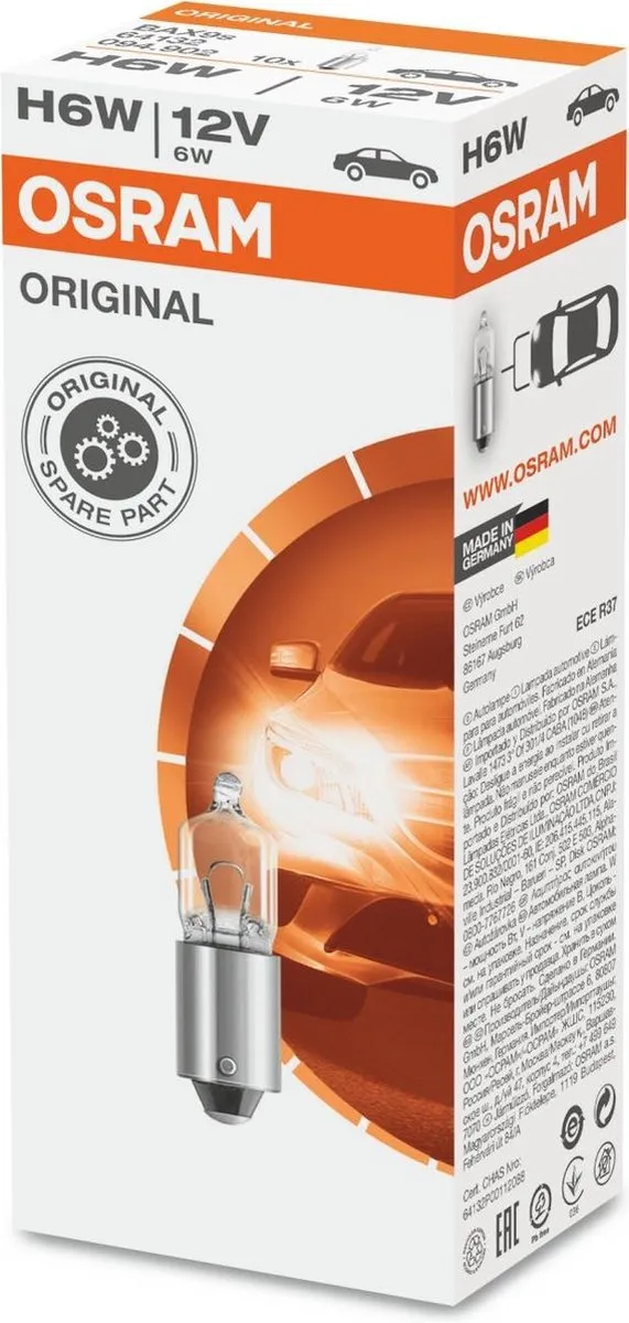 Osram Original H6W/BAX9s 64132 - 10 Stuks - 3200K