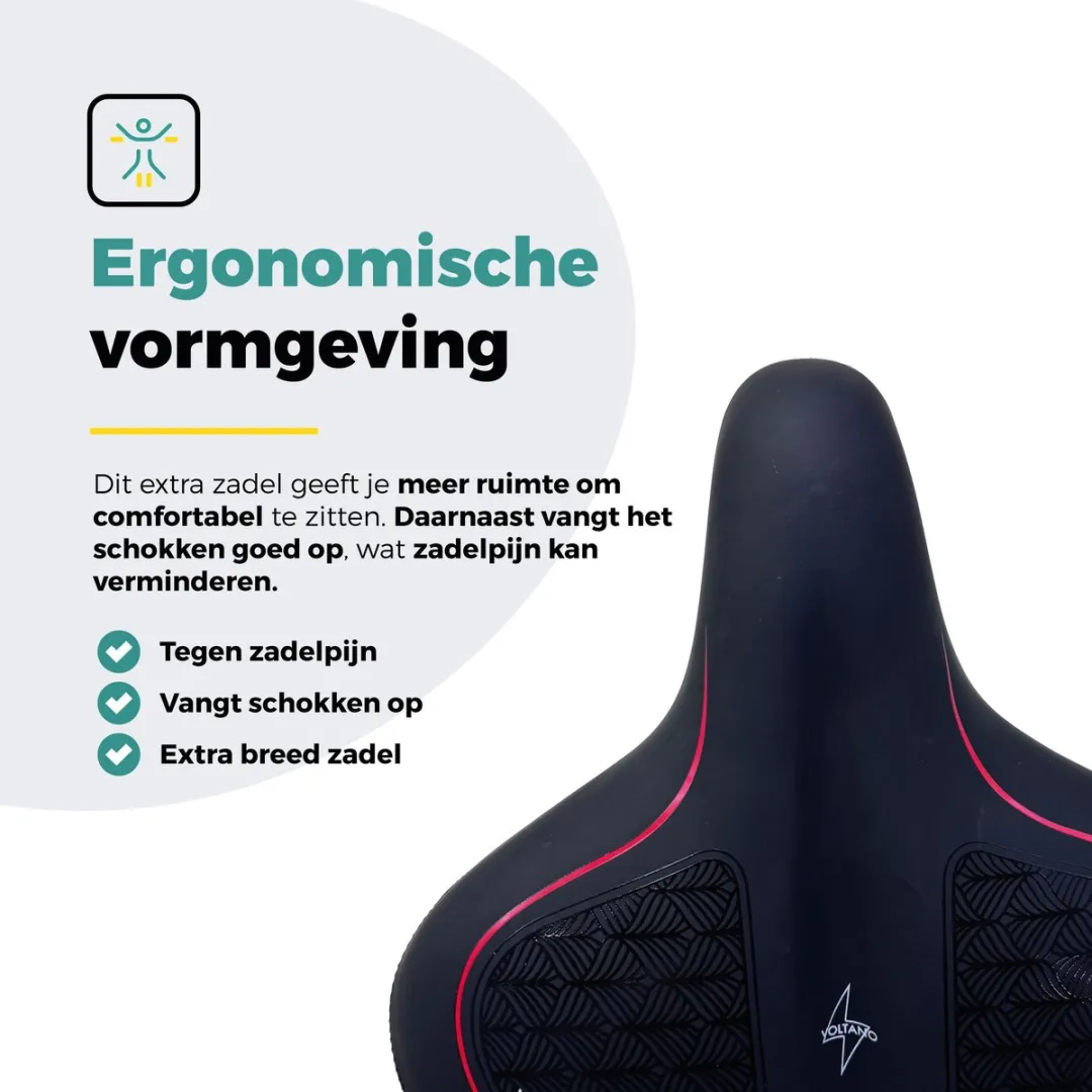 Voltano XXXL Fietszadel Stripes - Zwart/Rood