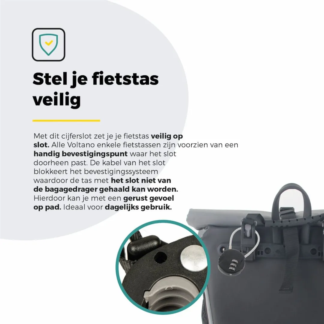 Voltano Fietstas Slot Hangslot Cijferslot - Zwart