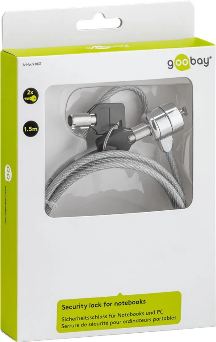 Goobay 93037 Notebookbeveiligingskabel - Grijs