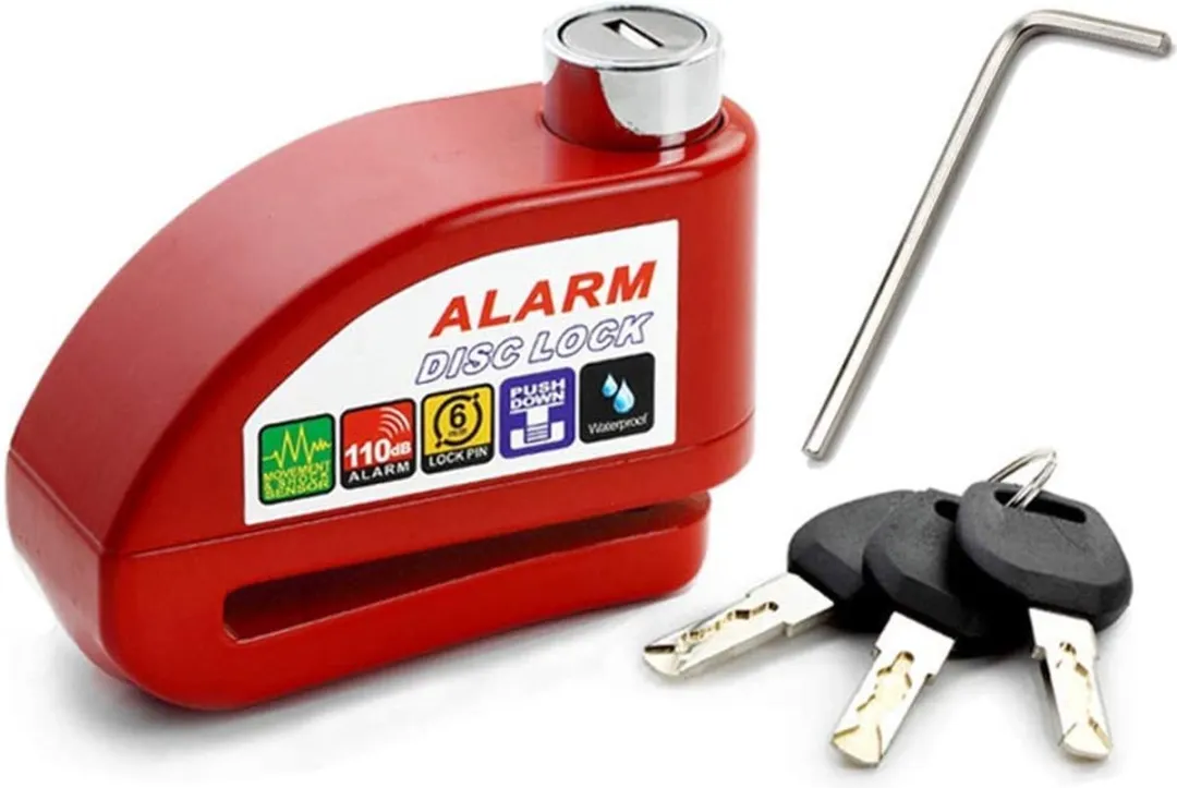 VINZ Elbroes Schijfremslot Alarm 6mm - Rood