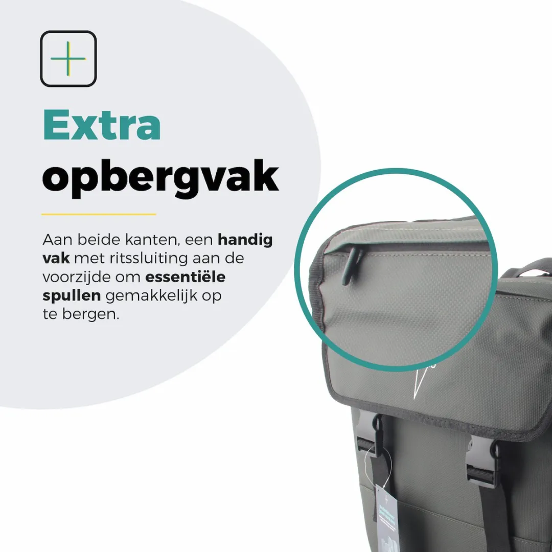 Voltano Dubbele Fietstas 40L Afgeschuind - Intense Green - afbeelding 6 van 6