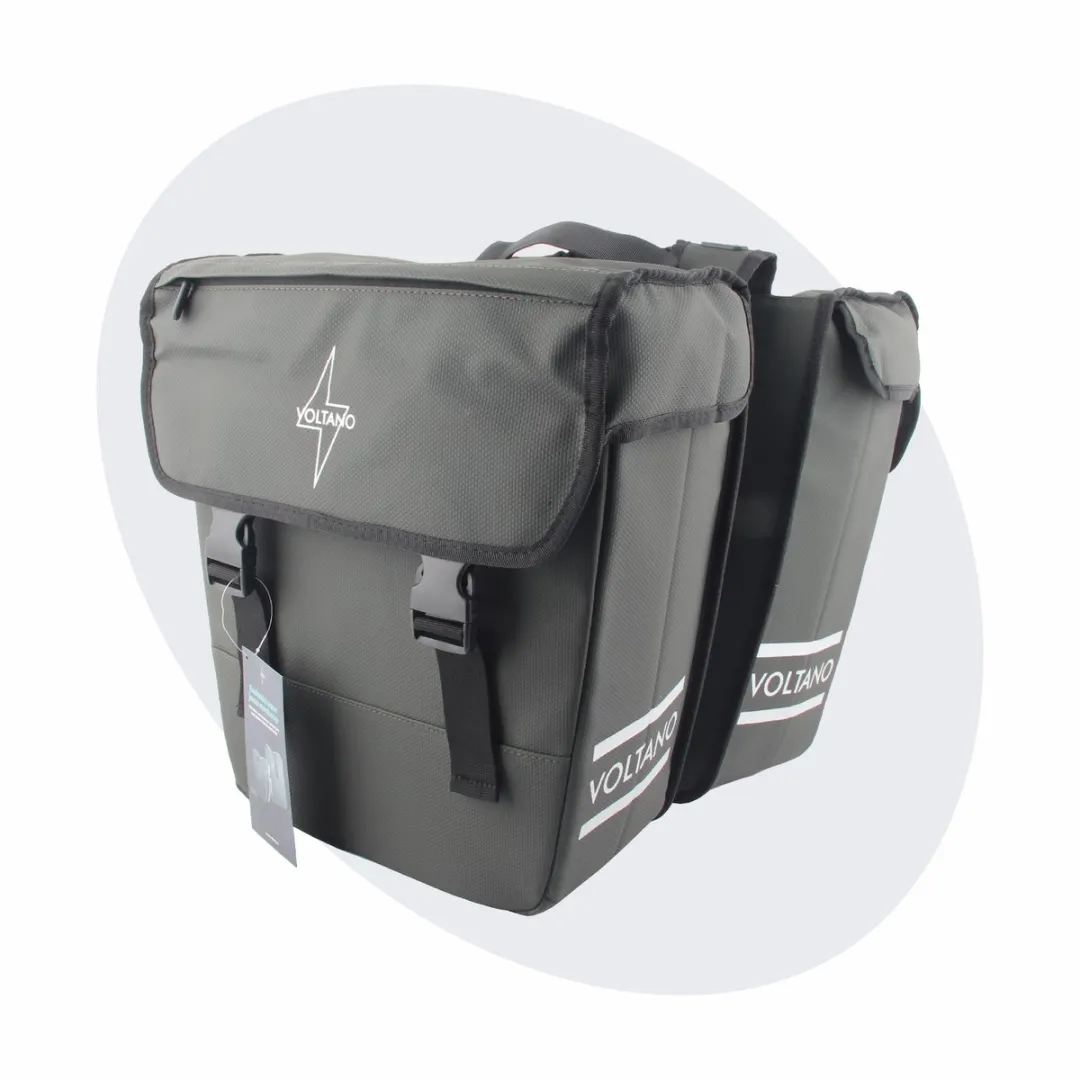 Voltano Dubbele Fietstas 40L Afgeschuind - Intense Green - 100% Waterdichte Fietstassen - Fietstassen Elektrische Fietsen