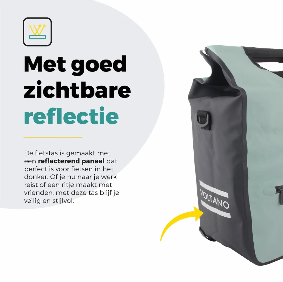 Voltano E-bike Shopper Fietstas 27L - Mintgroen/Zwart - afbeelding 6 van 6