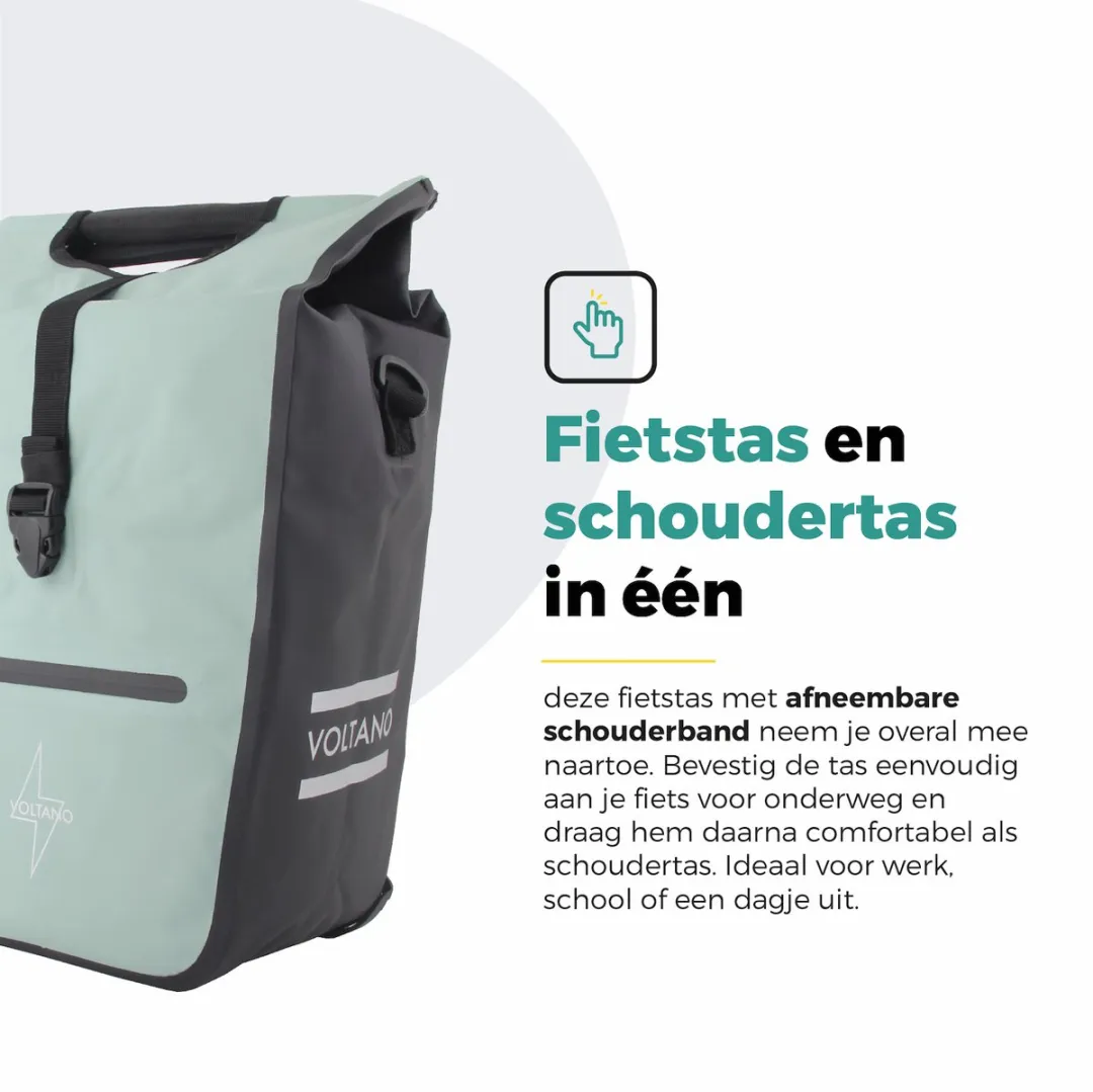 Voltano E-bike Shopper Fietstas 27L - Mintgroen/Zwart