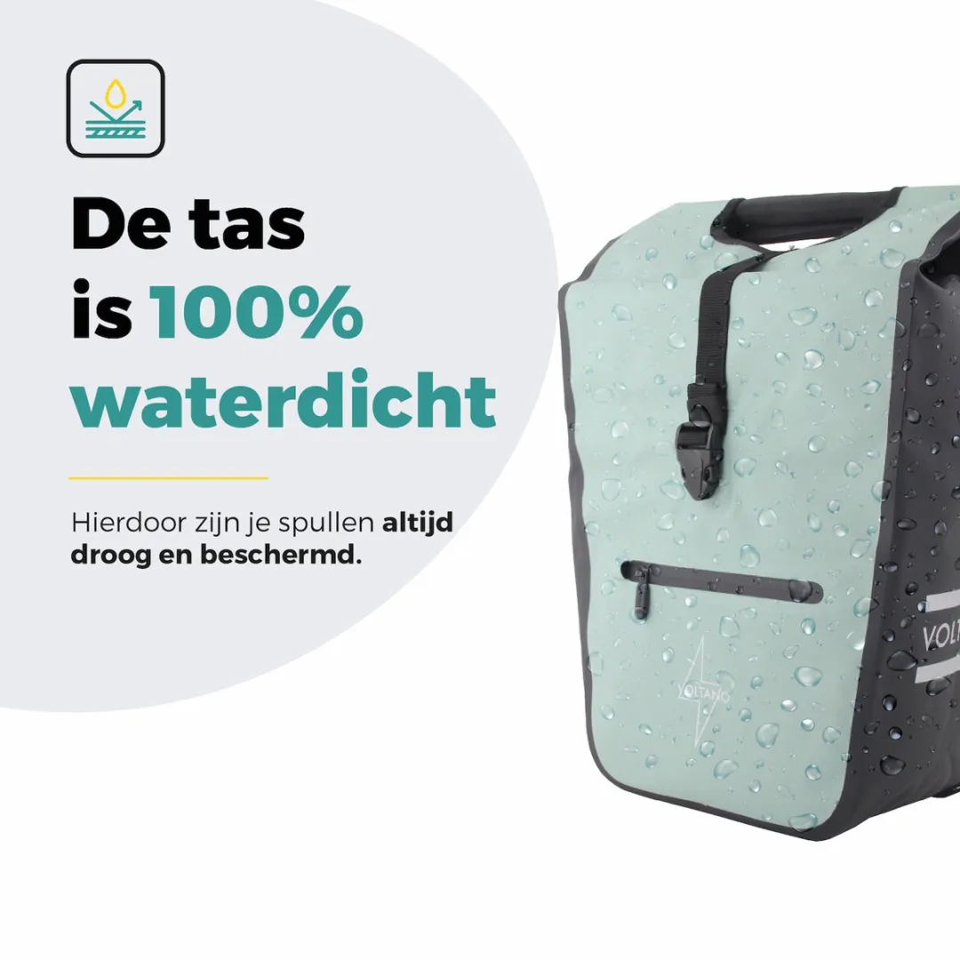 Voltano E-bike Shopper Fietstas 27L - Mintgroen/Zwart