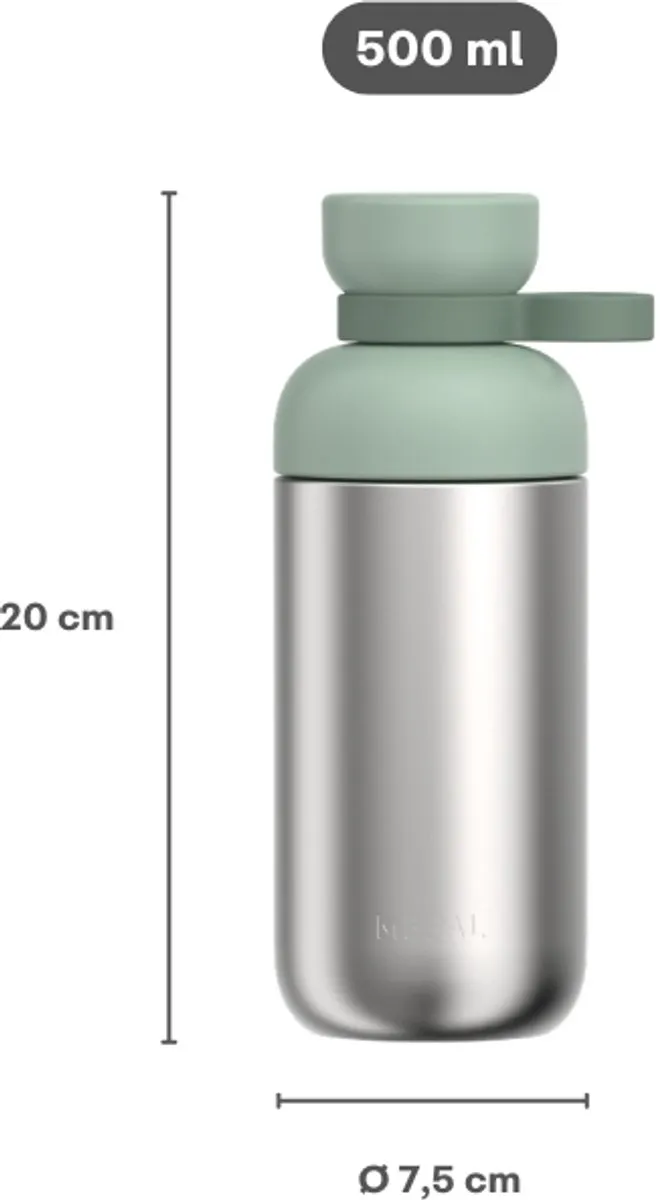 Mepal Vita RVS Waterfles 500ml - Nordic sage