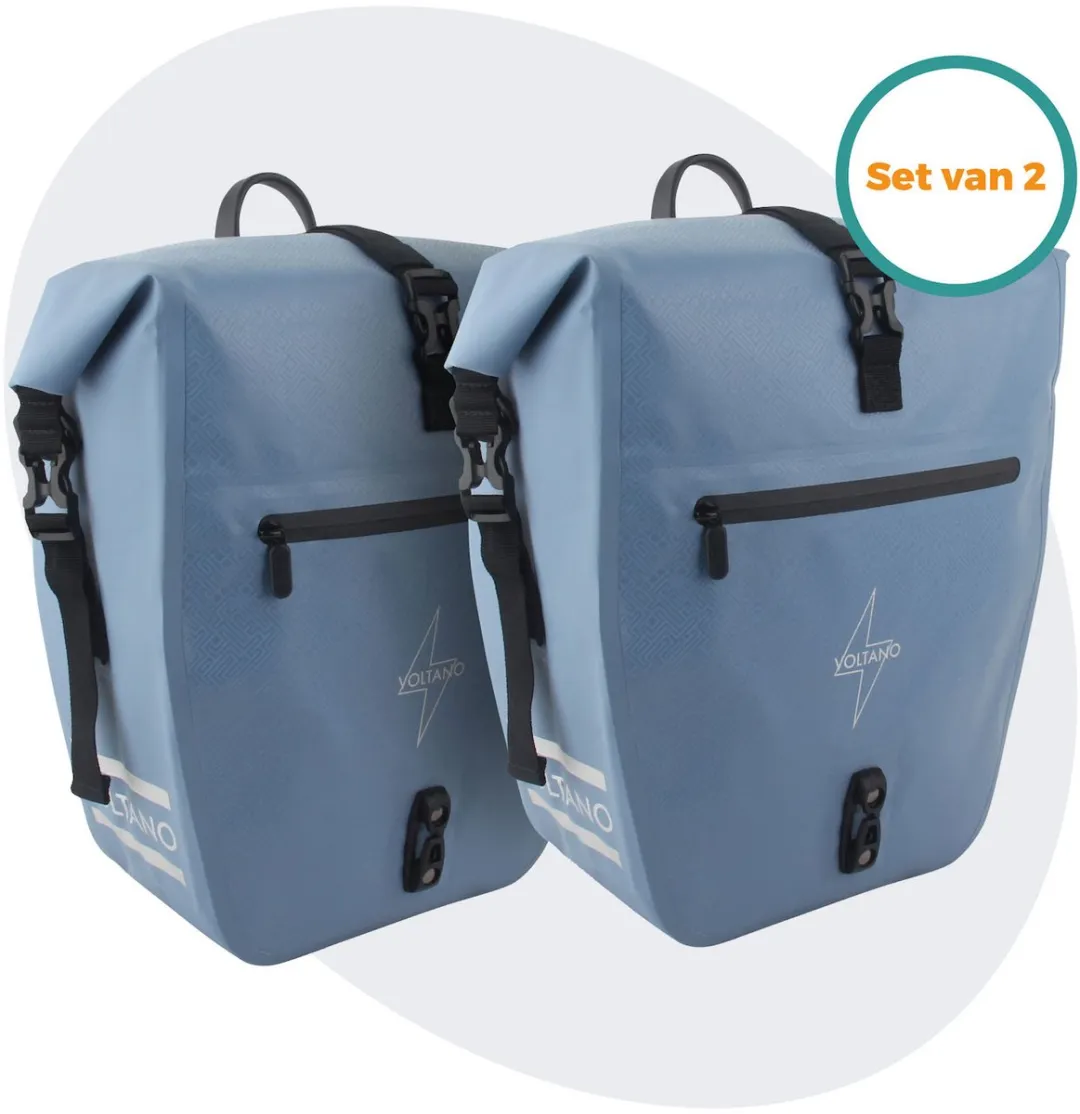 Voltano Enkele Fietstas Set E-bike Ice Blauw