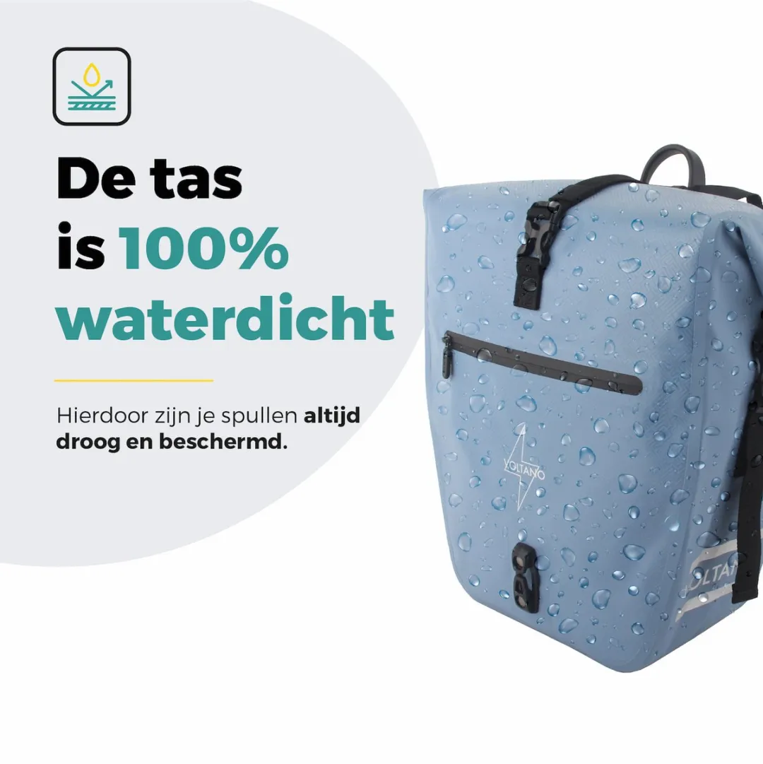 Voltano Enkele Fietstas Set E-bike Ice Blauw - 2x23L