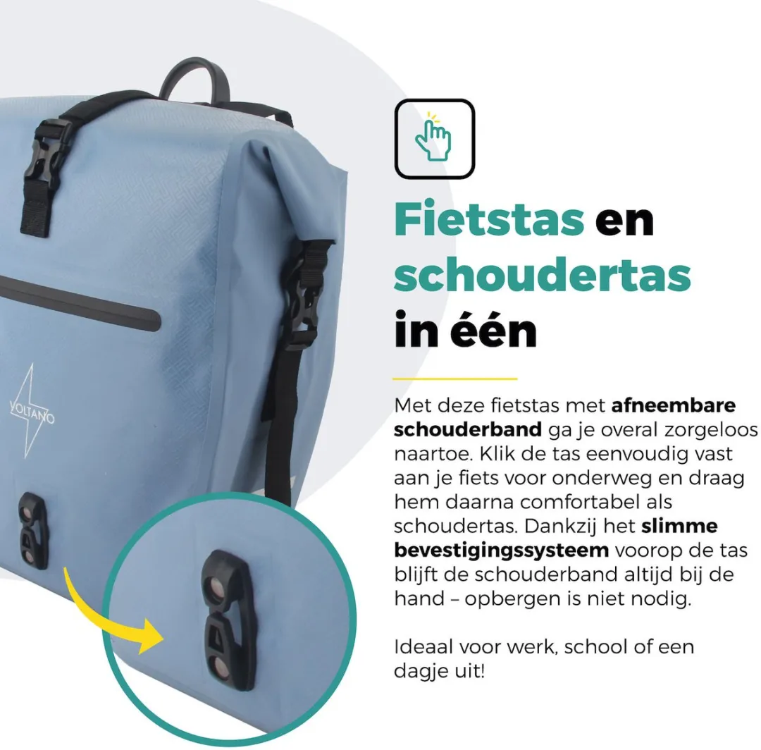 Voltano Enkele Fietstas Set E-bike Ice Blauw - 2x23L