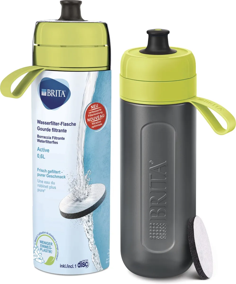 BRITA Active Drinkfles 0,6L Groen - 2x MicroDisc Filter - afbeelding 6 van 6