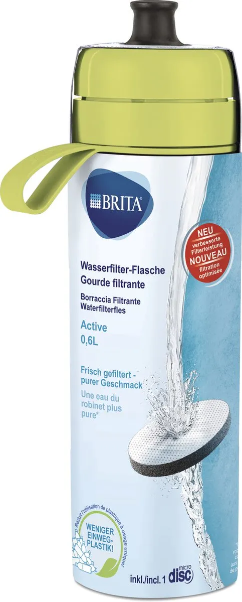 BRITA Active Drinkfles 0,6L Groen - 2x MicroDisc Filter