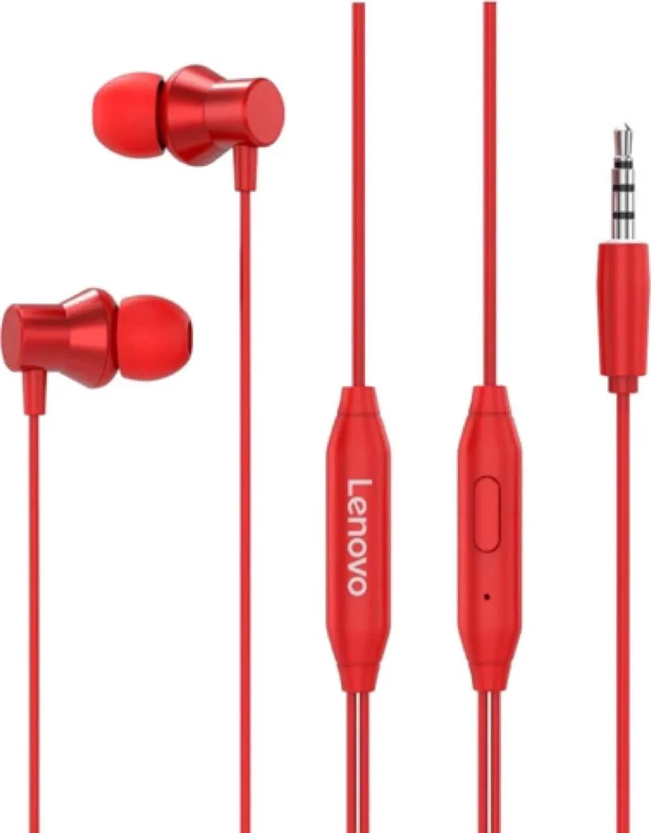 Lenovo HF130 Bedrade In-Ear Oordopjes - Rood - afbeelding 2 van 4