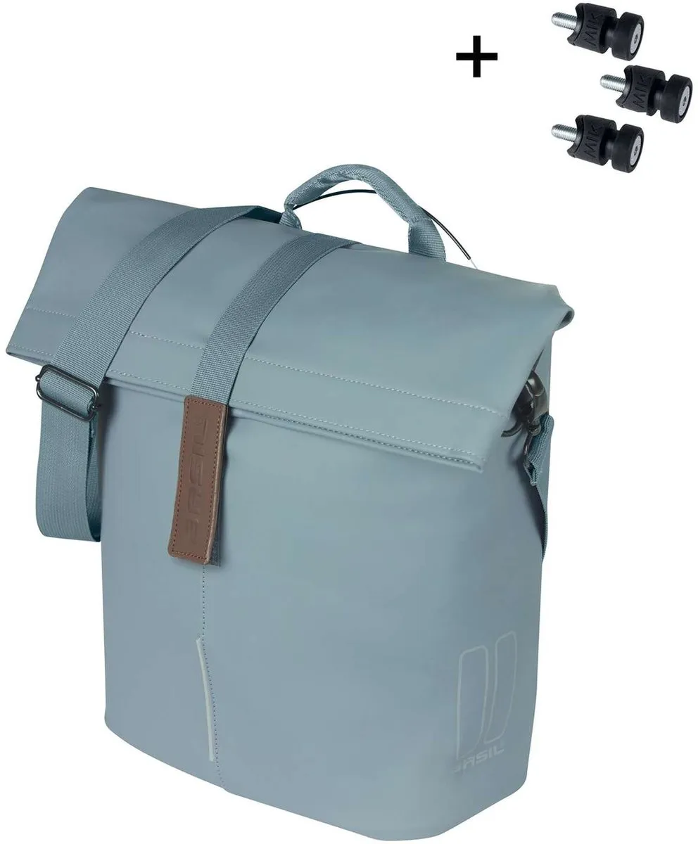 Basil City - Fietsshopper - Enkele fietstas - MIK Studs - 14-16 liter - Graphite blue - Waterafstotend - Reflectiedetails