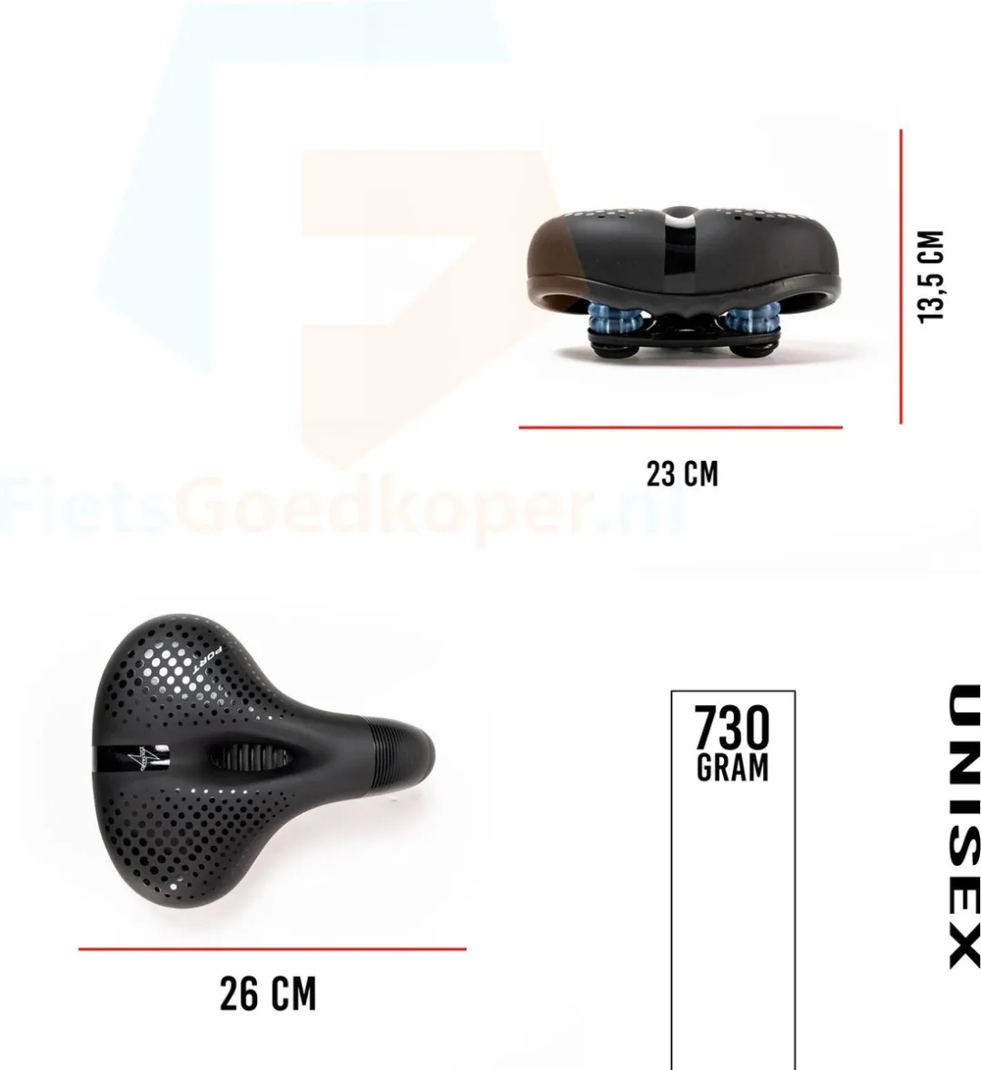 Voltano Pro Gel Fietszadel - Zwart - Unisex