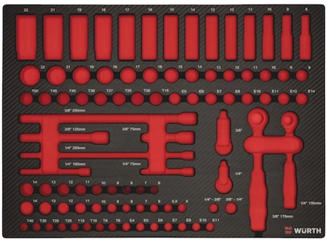 Würth Systeeminlay 8.4.1 - Dopsleutel 3/8" + 1/4" - Rood/Zwart/Carbon