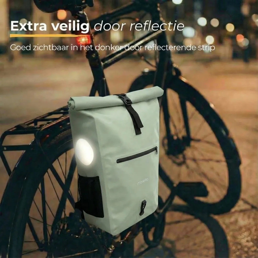 Morelia Enkele Fietstas 30L - Achterlicht Incl - Mint Groen - afbeelding 6 van 6