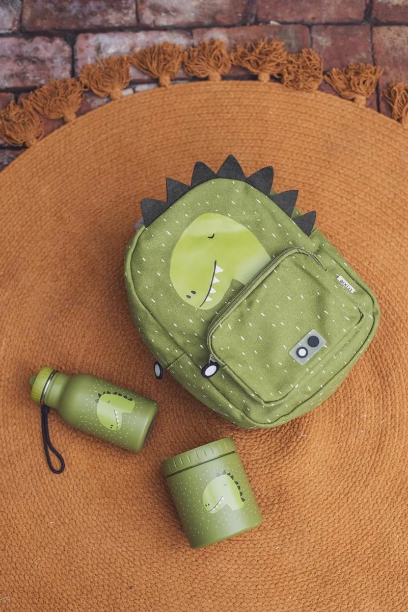 Trixie Back to School Set Rugzak & Drinkfles 500ml Mr. Dino - Groen