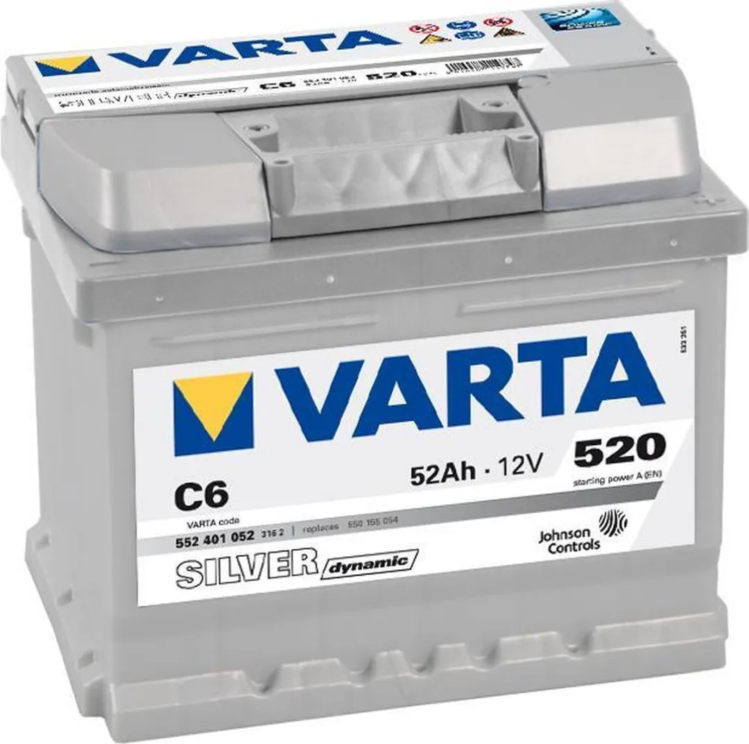 Varta C6 Silver Dynamic 12V 52Ah Accu - Zilver