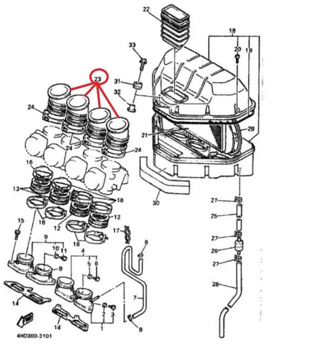 Yamaha YZF-R7 750 Manchon Boîte à Air - Origine - afbeelding 6 van 6