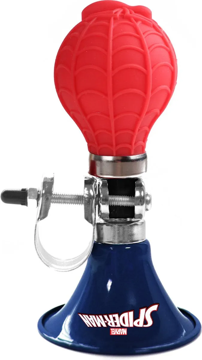 Marvel Spider-Man Fietstoeter 14cm - Staal - Blauw/Rood