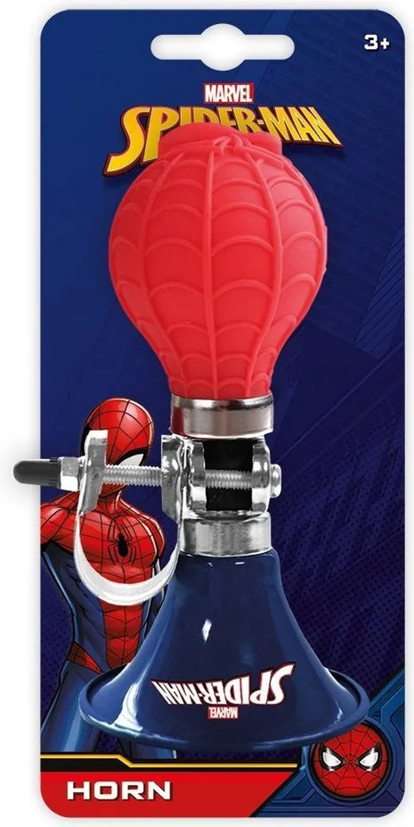 Marvel Spider-Man Fietstoeter 14cm - Staal - Blauw/Rood