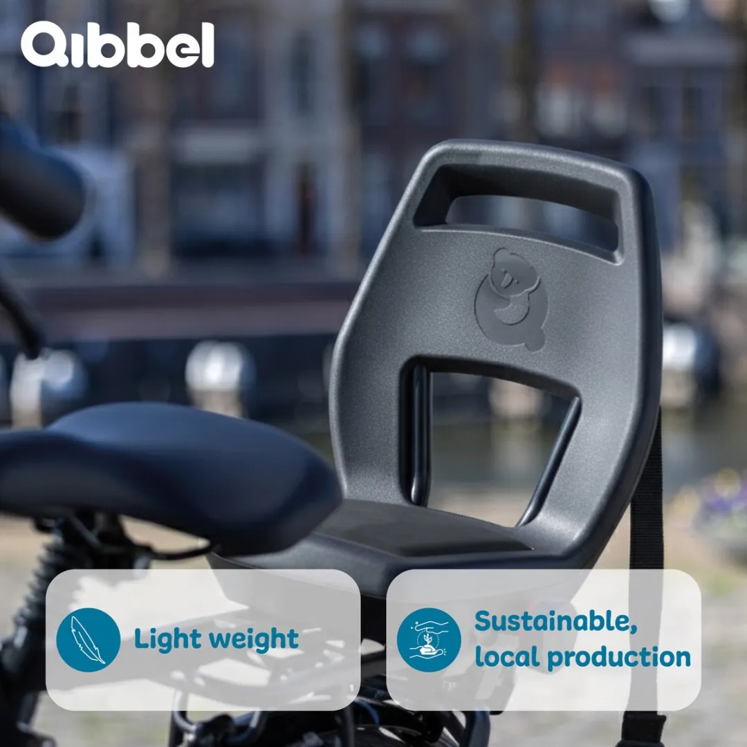 Qibbel Junior 6+ Fietsstoeltje Midnight Black - inclusief voetbescherming