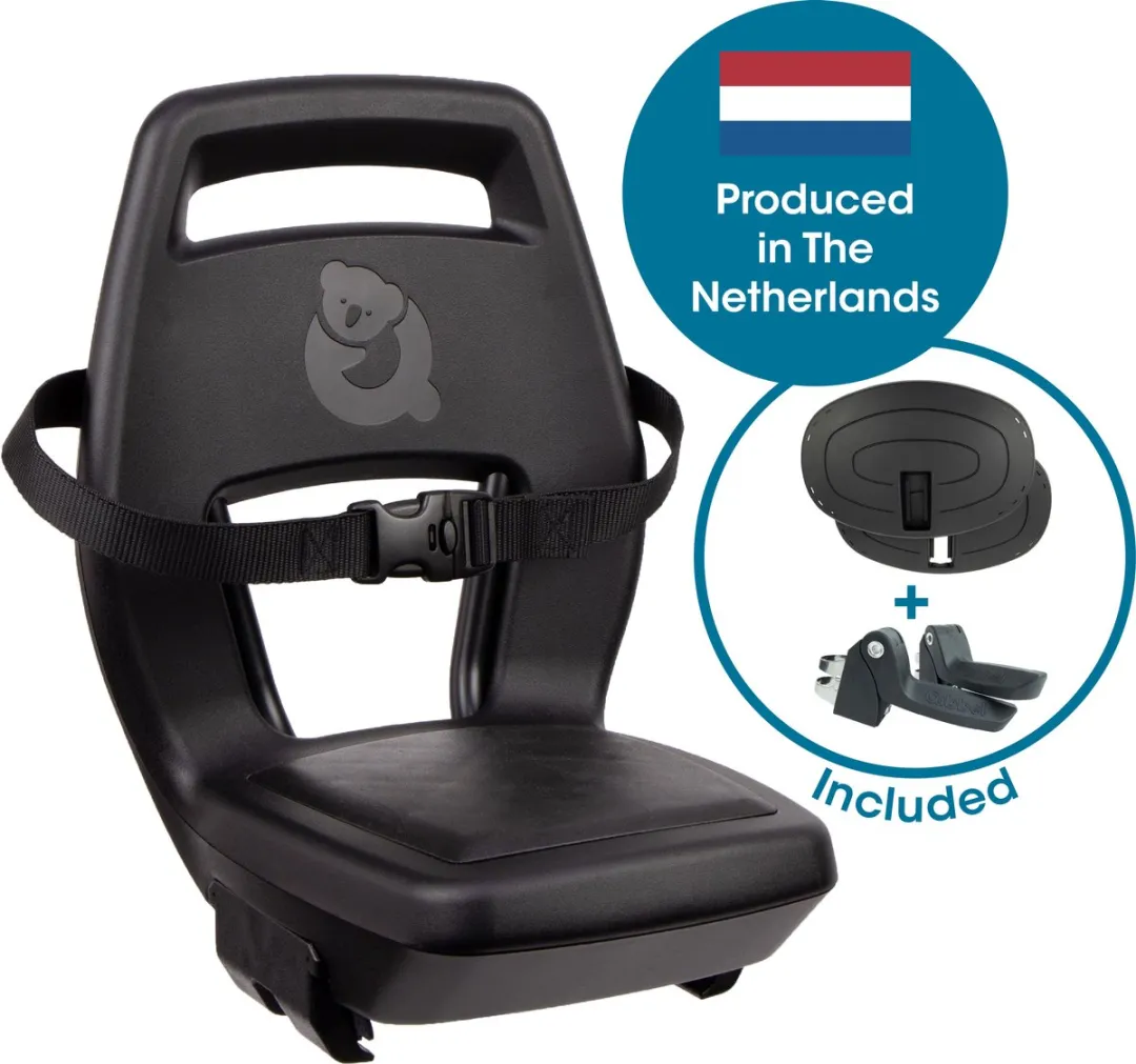 Qibbel Junior 6+ Fietsstoeltje Midnight Black - inclusief voetbescherming