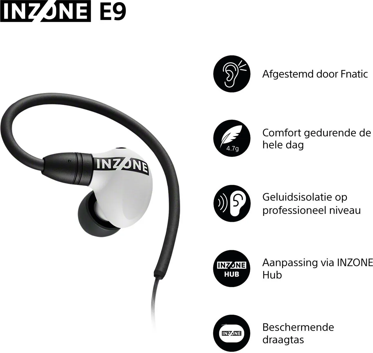 Sony INZONE E9 In-ear Gaming Oordopjes - Wit