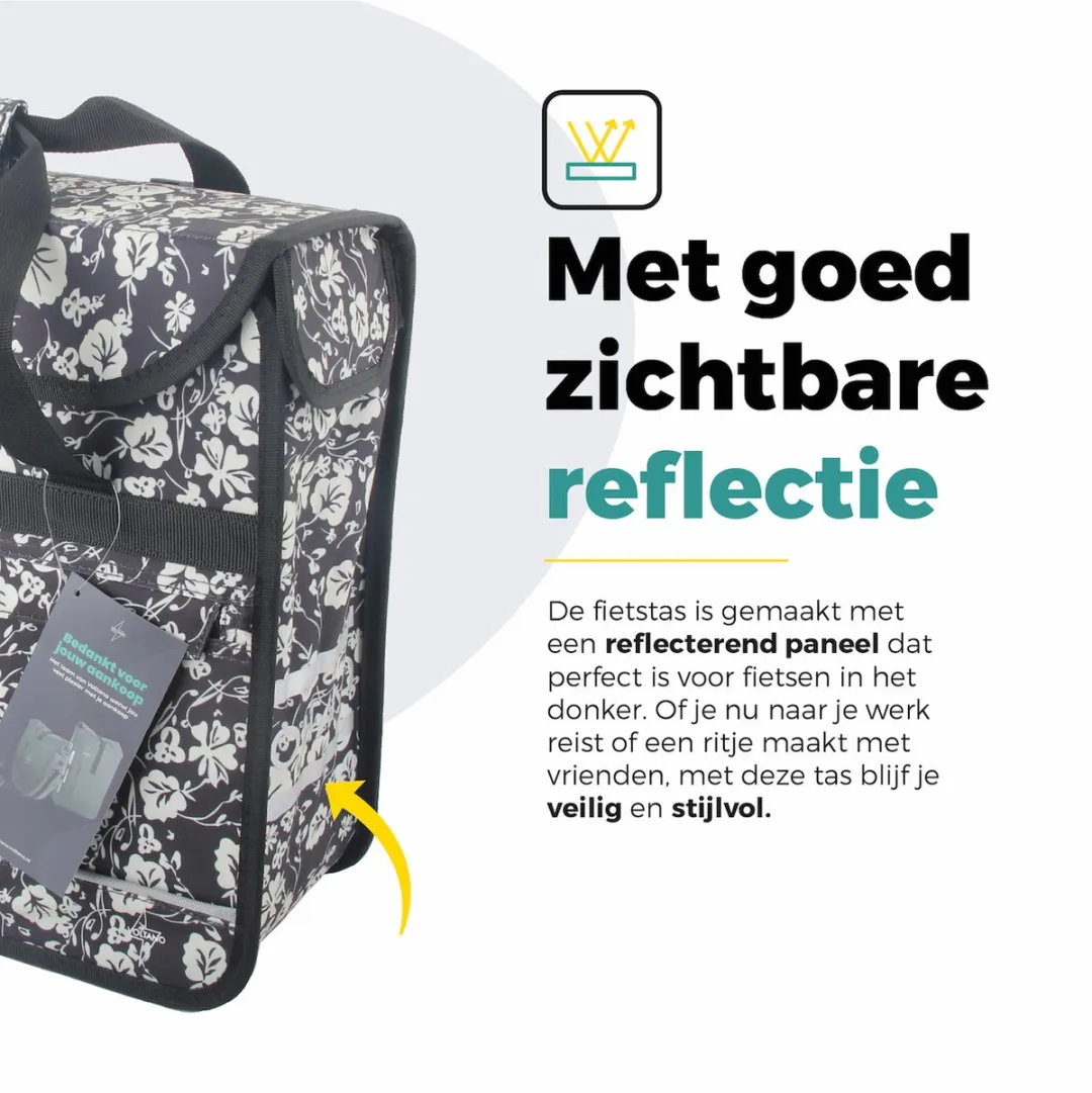Voltano Enkele Shopper Fietstas 17L - Midnight Blossom - afbeelding 6 van 6