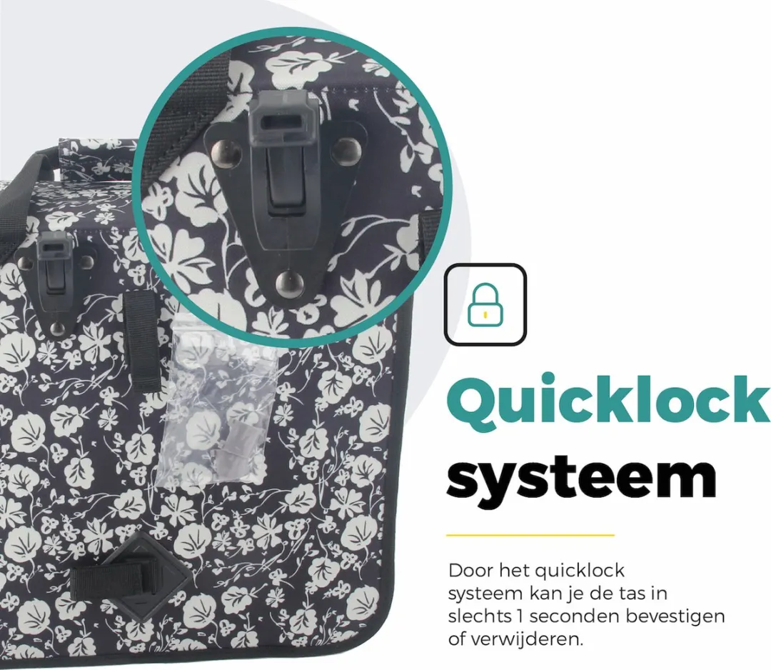 Voltano Enkele Shopper Fietstas 17L - Midnight Blossom
