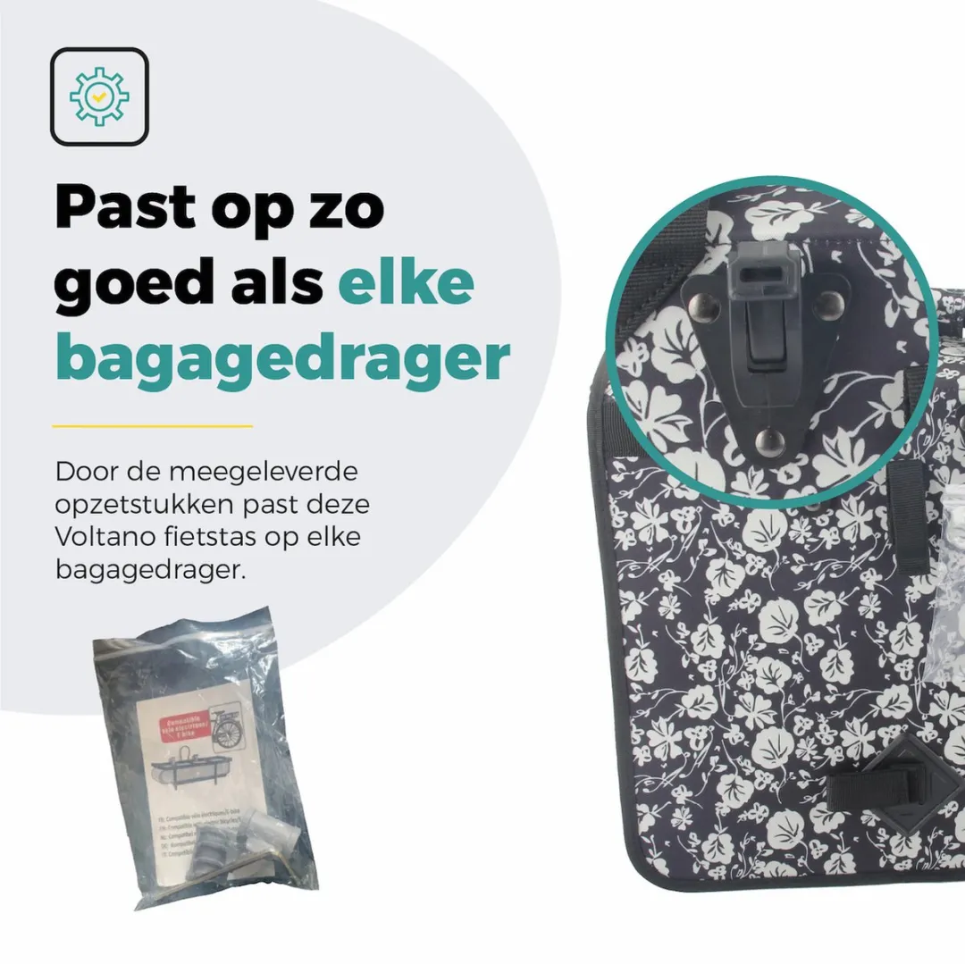 Voltano Enkele Shopper Fietstas 17L - Midnight Blossom