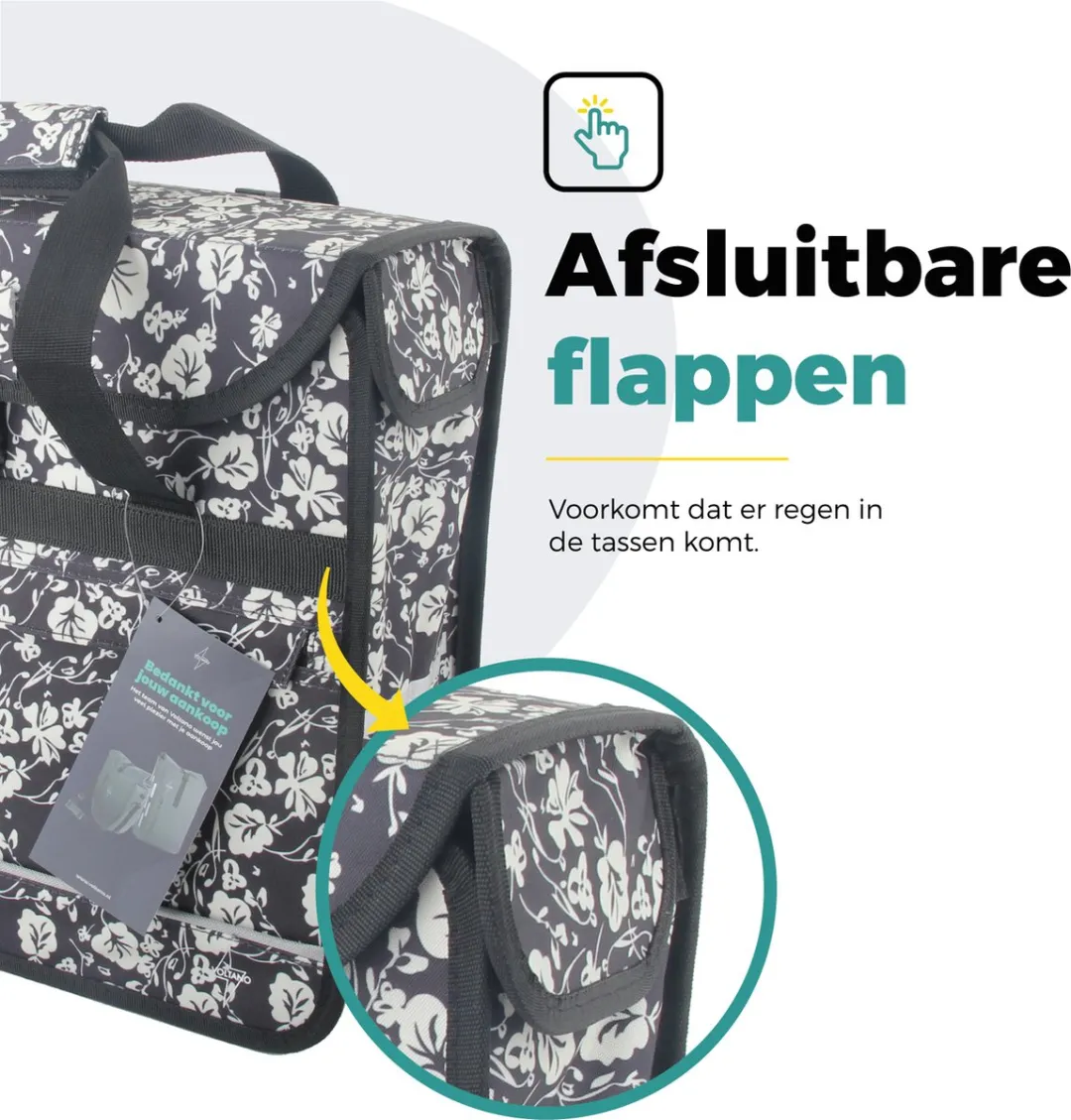 Voltano Enkele Shopper Fietstas 17L - Midnight Blossom