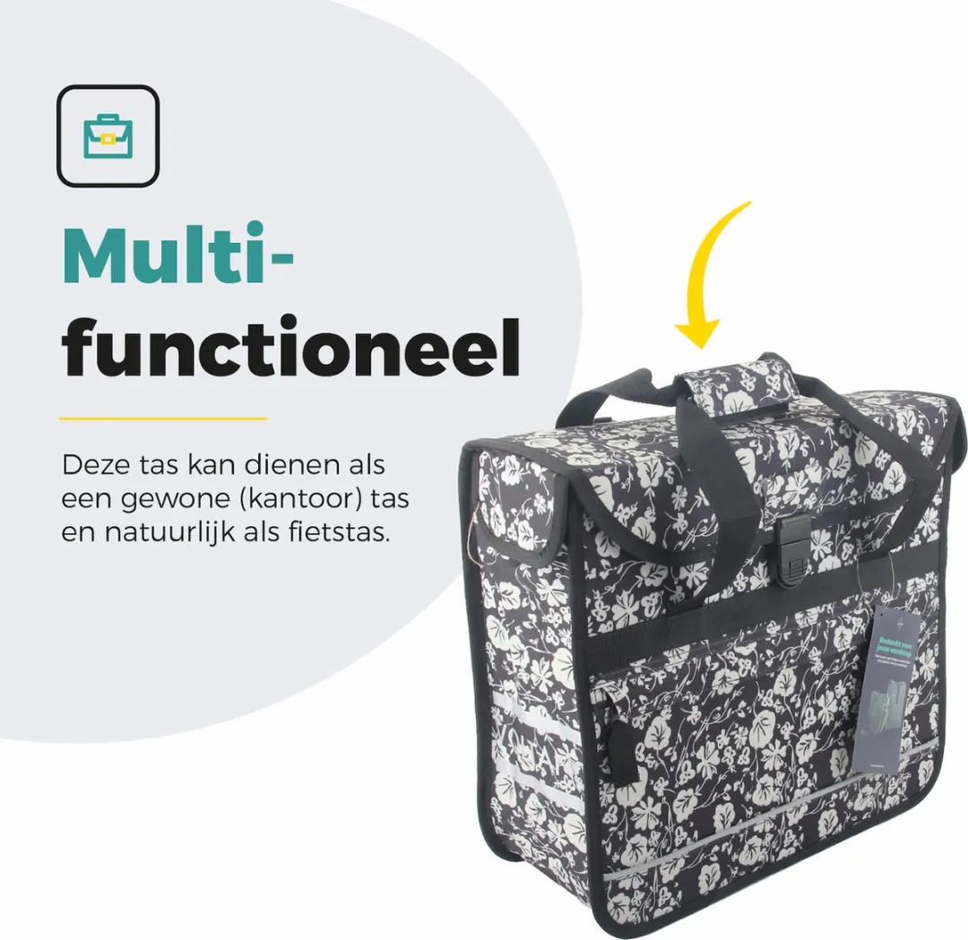 Voltano Enkele Shopper Fietstas 17L - Midnight Blossom