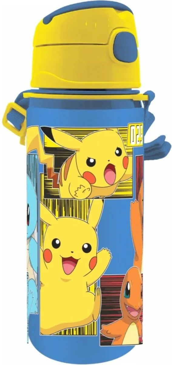 Pokemon Pikachu drinkfles/drinkbeker/bidon met drinktuitje - Blauw - aluminium - 600 ml