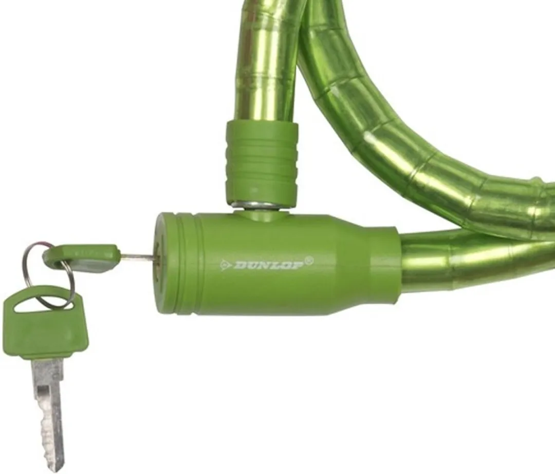 Dunlop Kabelslot 80cm - Lime - met sleutels