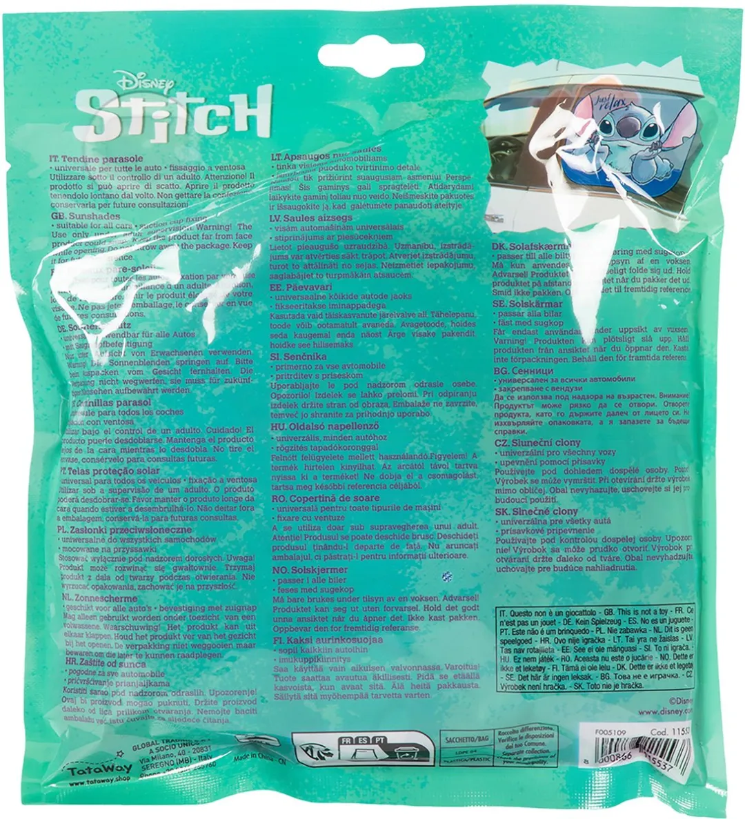 Disney Stitch Pop-Up Zonneschermen - Auto - 2 Stuks - Blauw