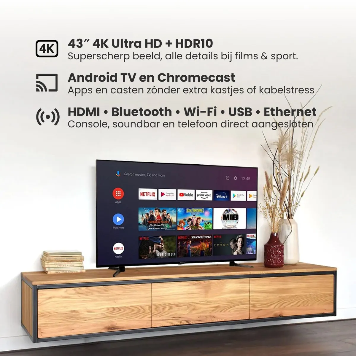 Salora 43QLEDTV 4K Smart TV - 43 Inch - Zwart