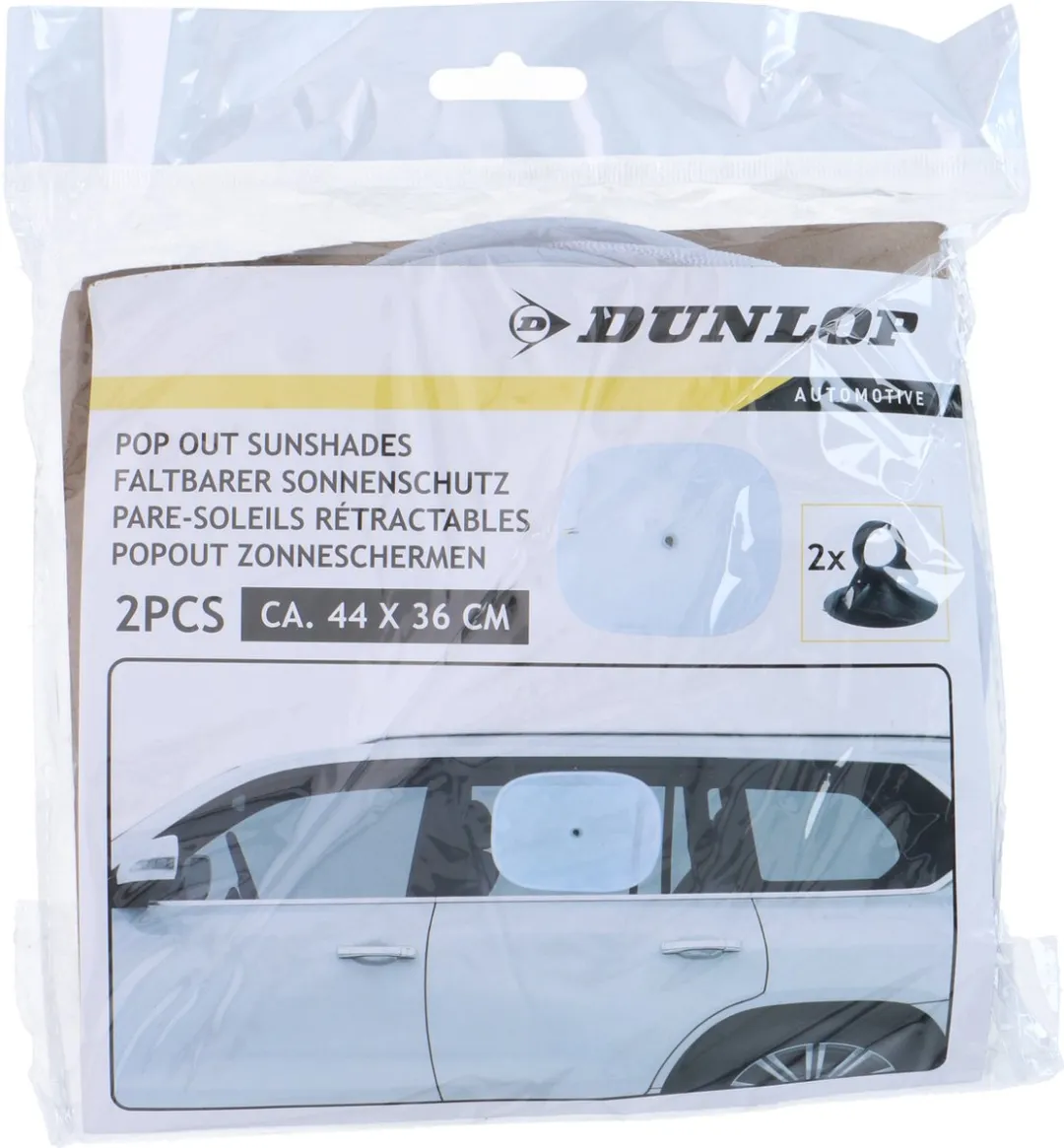 Dunlop Auto Zonneschermen 44x36cm - 2 Stuks - Wit