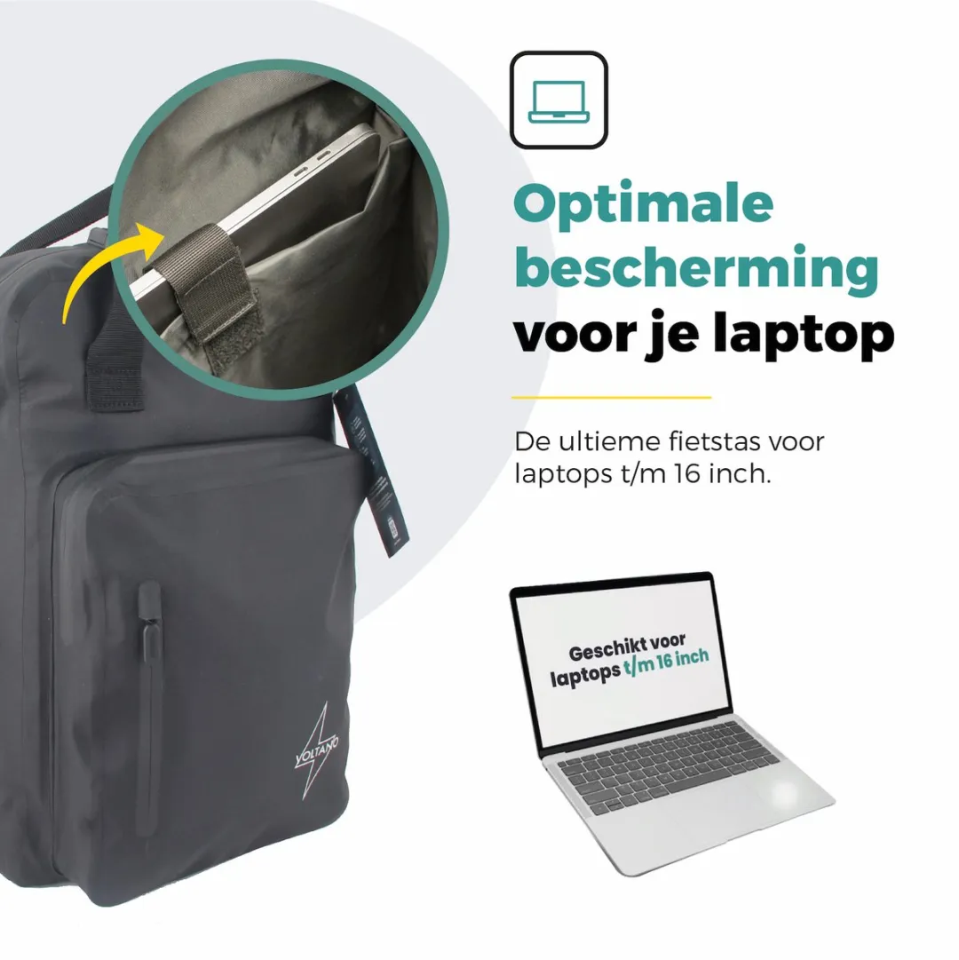 Voltano City Enkele Fietstas Rugzak 25L - Zwart
