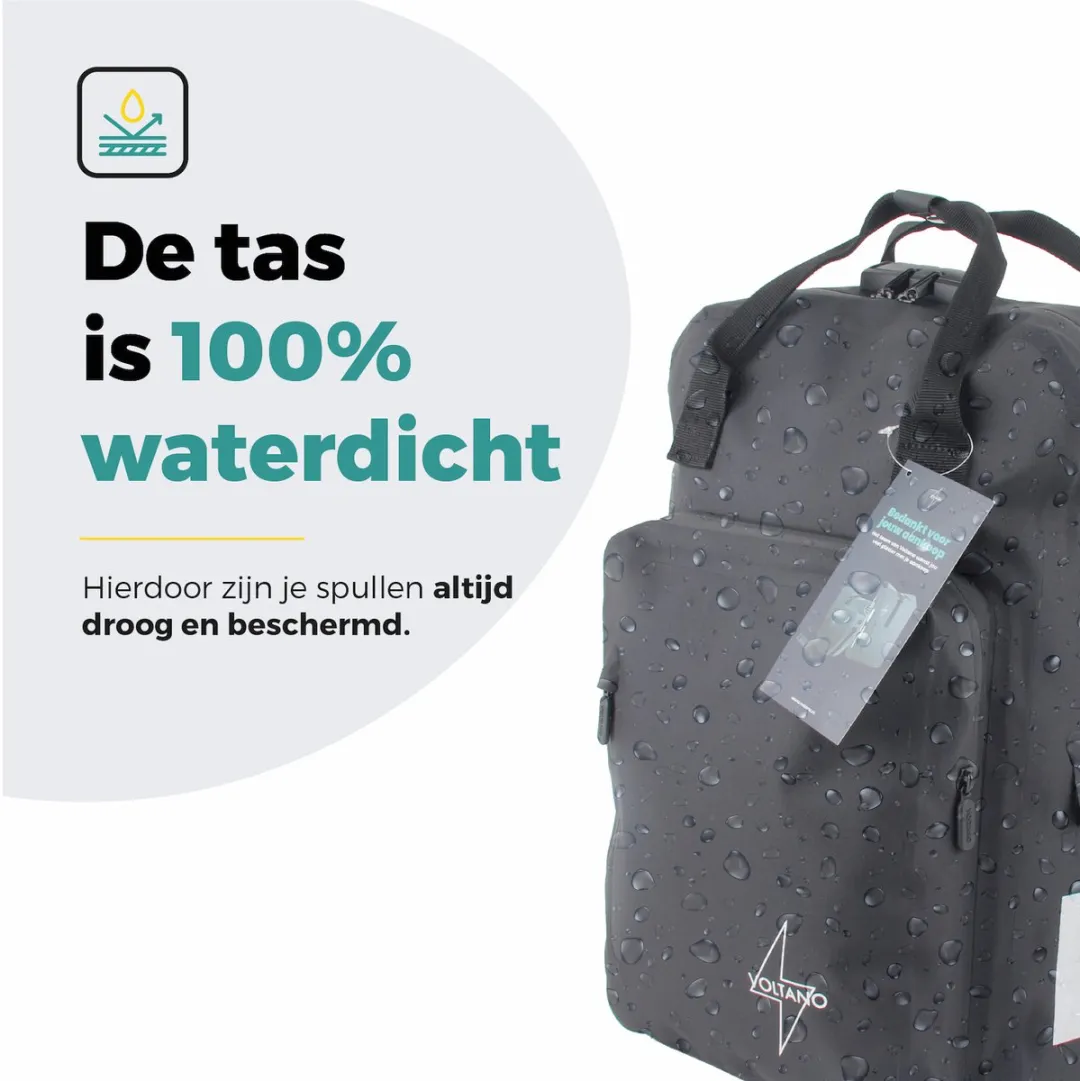 Voltano City Enkele Fietstas Rugzak 25L - Zwart - afbeelding 6 van 6