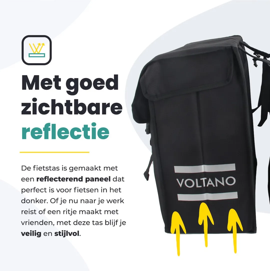 Voltano Dubbele Fietstas XXL 60L - Zwart - afbeelding 6 van 6